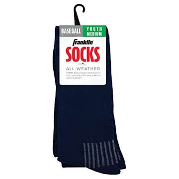 Franklin Sports Youth-Baseball + Softball Socks - Navy-Baseball + Softball Knee Socks for Kids - Boys + Girls Tall Sports Socks - Youth Small