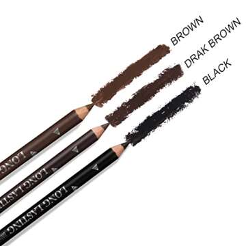 SUMEITANG 3Colors Eyebrow Pencil Eyeliner Set，Soft Textured Eyebrow Tint Pen，Easy to Color，Lon...