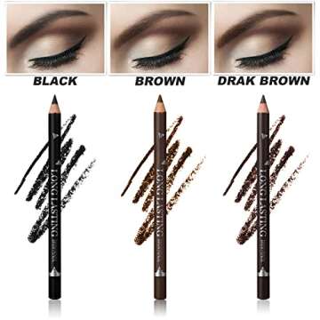 SUMEITANG 3Colors Eyebrow Pencil Eyeliner Set，Soft Textured Eyebrow Tint Pen，Easy to Color，Long Lasting，Waterproof Eye Brow Pencils for Fills in Sparse Areas and Gaps，Create a Natural Brow Makeup