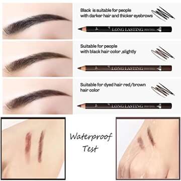 SUMEITANG 3Colors Eyebrow Pencil Eyeliner Set，Soft Textured Eyebrow Tint Pen，Easy to Color，Long Lasting，Waterproof Eye Brow Pencils for Fills in Sparse Areas and Gaps，Create a Natural Brow Makeup