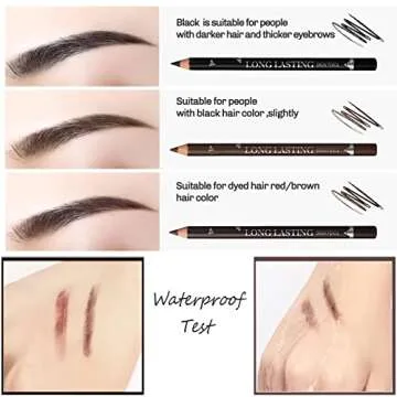 SUMEITANG 3Colors Eyebrow Pencil Eyeliner Set，Soft Textured Eyebrow Tint Pen，Easy to Color，Long Lasting，Waterproof Eye Brow Pencils for Fills in Sparse Areas and Gaps，Create a Natural Brow Makeup
