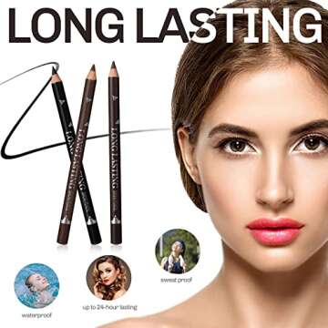 SUMEITANG 3Colors Eyebrow Pencil Eyeliner Set，Soft Textured Eyebrow Tint Pen，Easy to Color，Long Lasting，Waterproof Eye Brow Pencils for Fills in Sparse Areas and Gaps，Create a Natural Brow Makeup