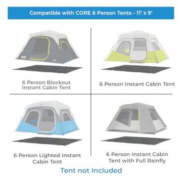 CORE Outdoor Tent Footprints for 6 Person Tents - Easy Camping Accessories