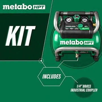 Metabo HPT 36V MultiVolt Cordless Air Compressor | Tool Only, No Battery | Brushless Motor | 135 Max PSI | 2-Gallon Capacity | 27.3 Lbs. | Optional AC Adapter | EC36DAQ4 Green