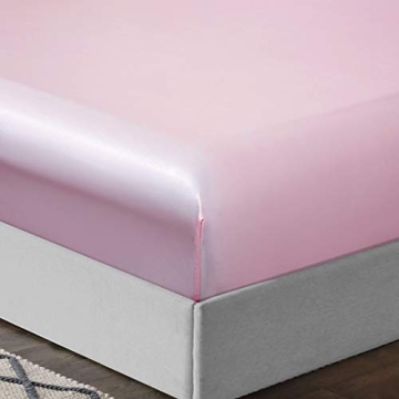 TREELY Silky Pink Satin Sheets Queen Size Set with Deep Pockets