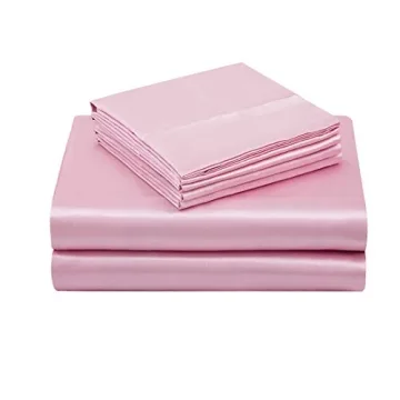 TREELY Silky Pink Satin Sheets Queen Size Set with Deep Pockets