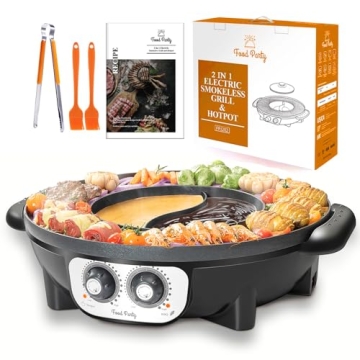 Food Party 2 in 1 Electric Smokeless Grill Hot Pot
