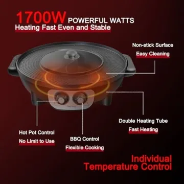Food Party 2 in 1 Electric Smokeless Grill Hot Pot
