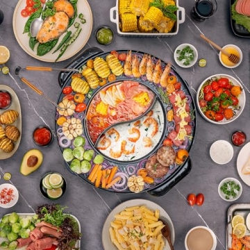 Food Party 2 in 1 Electric Smokeless Grill Hot Pot