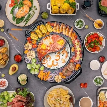 Food Party 2 in 1 Electric Smokeless Grill Hot Pot