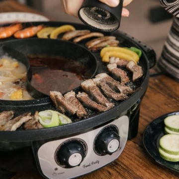 Food Party 2 in 1 Electric Smokeless Grill Hot Pot