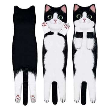 Hawgiman Hand Towels for Bathroom Kitchen,Cute Cat Quick-Dry Hanging Hand Towels Decorative for Bath...