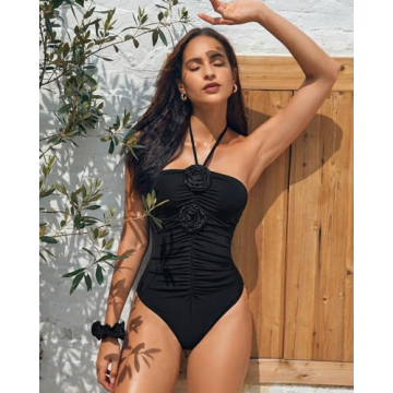 SherryDC Women's Tummy Control Swimsuit 3D Flowers