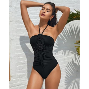 SherryDC Women's Tummy Control Swimsuit 3D Flowers