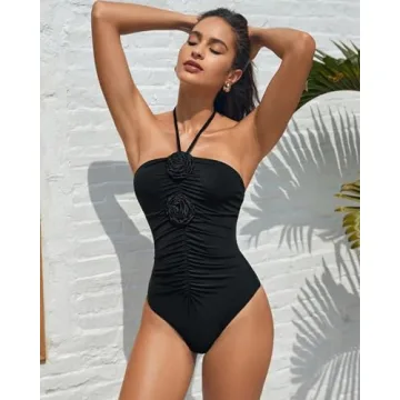 SherryDC Women's Tummy Control Swimsuit 3D Flowers