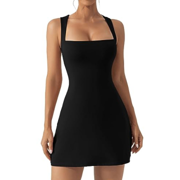 QINSEN Womens Square Neck Bodycon Dress for Every Season