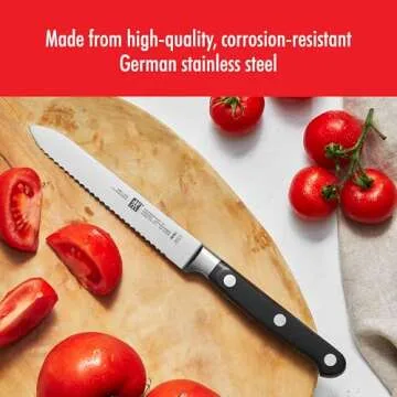 ZWILLING Professional S 5-inch Razor-Sharp German Serrated Utility Knife, Made in Company-Owned German Factory with Special Formula Steel perfected for almost 300 Years, Dishwasher Safe