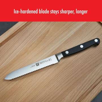 ZWILLING Professional S 5-inch Razor-Sharp German Serrated Utility Knife, Made in Company-Owned German Factory with Special Formula Steel perfected for almost 300 Years, Dishwasher Safe