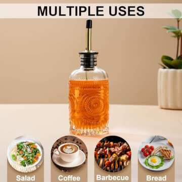 Gegewawa 7oz Glass Coffee Syrup Dispenser with Metal Spout