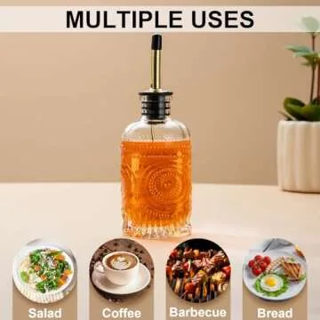 Gegewawa 7oz Glass Coffee Syrup Dispenser with Metal Spout