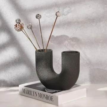 Elegant Matte Ceramic Ribbed Vase for Stylish Homes