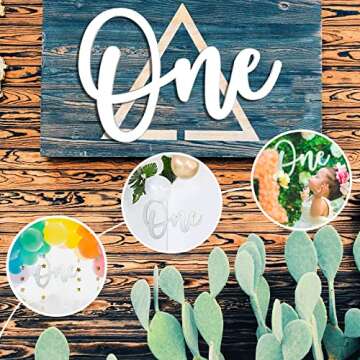 Wooden One Sign for First Birthday Decorations and Photos