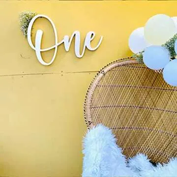 Wooden One Sign for First Birthday Decorations and Photos