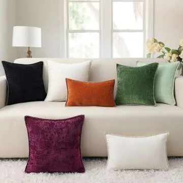 Luxury Chenille Pillow Covers Set of 2 Soft Farmhouse Style