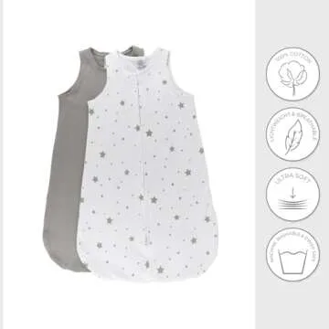 Baby Wearable Blanket - Baby Sleep Sack 100% Cotton - Sleep Sack 6-12 Months - Comfy Soft Lightweight, 2-Pack Set Gender Neutral Grey