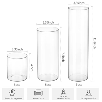 Elegant CUCUMI 15pcs Glass Vases for Home Decor