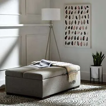 Amazon Brand – Rivet Mid-Century Modern Tripod Standing Floor Lamp with Drum Shade, Bulb Included, 58.25"H, Black