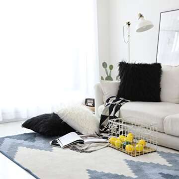 Home Brilliant Fluffy Faux Fur Throw Pillow Covers