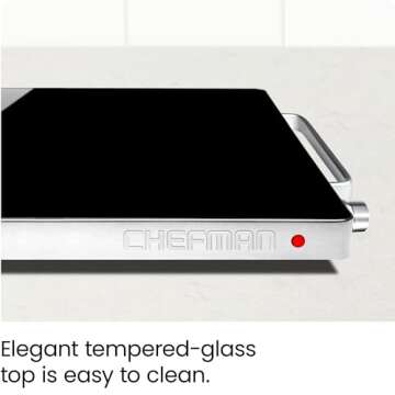Chefman Compact Glasstop Warming Tray with Adjustable Temperature Control Perfect for Buffets, Restaurants, Parties, Events, Home Dinners and Travel, Mini 15x12 Inch Surface, Keeps Food Hot, Black