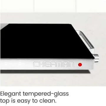 Chefman Compact Glasstop Warming Tray with Adjustable Temperature Control Perfect for Buffets, Restaurants, Parties, Events, Home Dinners and Travel, Mini 15x12 Inch Surface, Keeps Food Hot, Black