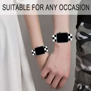 Black and White Checkered Watch Band Compatible with Apple Watch 38mm 40mm 41mm 42mm 44mm 45mm 49mm for Women Men Gifts Sport Silicone Wristbands Strap for IWatch Series 10 9 8 7 6 5 4 3 2 1 SE (38mm/40mm/41mm)