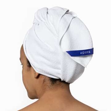 AQUIS Towel Hair-Drying Tool, Water-Wicking, Ultra-Absorbent Recycled Microfiber