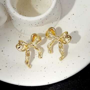 Bow Earrings for Women Trendy Gold Pearl Drop Dangle Earrings Bowknot Stud Wedding Party Daily Jewelry Accessory Gifts for Her