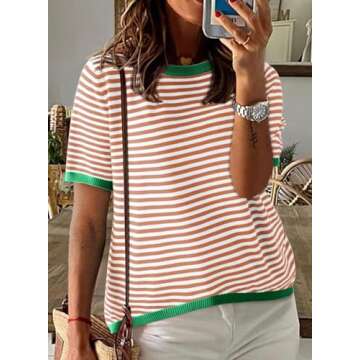 Trendy Dokotoo Summer Striped T-Shirt for Women