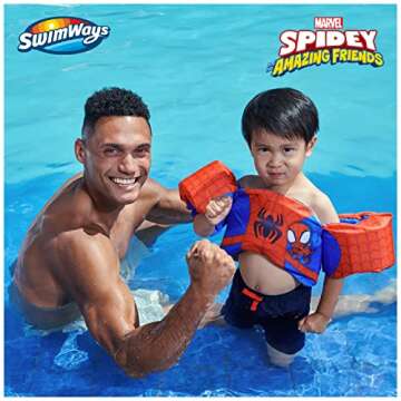 SwimWays Marvel Spidey Swim Trainer, US Coast Guard Approved Life Vest Kids Swim Vest, Arm Floaties & Life Jackets for Kids 33-55 lbs, Spidey