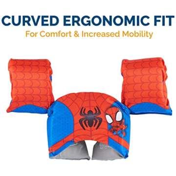 SwimWays Marvel Spidey Swim Trainer, US Coast Guard Approved Life Vest Kids Swim Vest, Arm Floaties & Life Jackets for Kids 33-55 lbs, Spidey