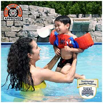 SwimWays Marvel Spidey Swim Trainer, US Coast Guard Approved Life Vest Kids Swim Vest, Arm Floaties & Life Jackets for Kids 33-55 lbs, Spidey