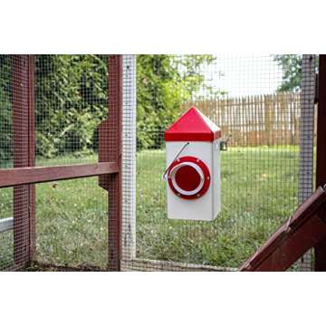 RentACoop 5lb BPA-Free Single-Port Chicken Feeder - Includes Anti-Roost Lid, Rain Hood, and Mounting Kit - Suitable for 12 Week or Older Chickens, Adult Chickens, and Poultry