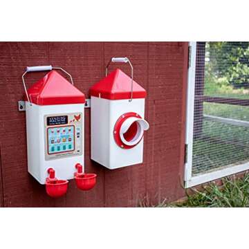 RentACoop 5lb BPA-Free Single-Port Chicken Feeder - Includes Anti-Roost Lid, Rain Hood, and Mounting Kit - Suitable for 12 Week or Older Chickens, Adult Chickens, and Poultry