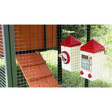 RentACoop 5lb BPA-Free Single-Port Chicken Feeder - Includes Anti-Roost Lid, Rain Hood, and Mounting Kit - Suitable for 12 Week or Older Chickens, Adult Chickens, and Poultry