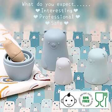 Moonmo Silicone Nesting Dolls Russian Nesting Dolls for Children Montessori Educational Toy Stacking Nesting Doll Toys Set for Toddlers