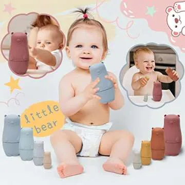 Moonmo Silicone Nesting Dolls Russian Nesting Dolls for Children Montessori Educational Toy Stacking Nesting Doll Toys Set for Toddlers