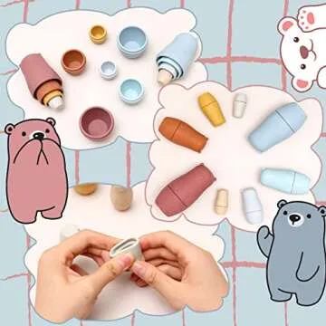 Moonmo Silicone Nesting Dolls Russian Nesting Dolls for Children Montessori Educational Toy Stacking Nesting Doll Toys Set for Toddlers