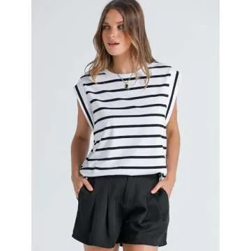 Trendy Black and White Striped Top for Women