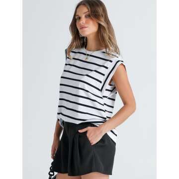 Trendy Black and White Striped Top for Women