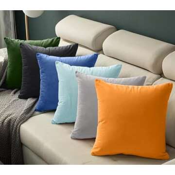 Uslif Throw Pillow Covers Velvet Soft Solid Pillowcase Square Cushion Case for Couch Bedroom, Car, Bed, Sofa, Decorative Pillow Cover 16x16 Inch Orange Pack of 2